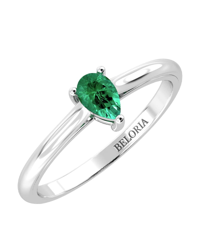 Bague émeraude poire or blanc