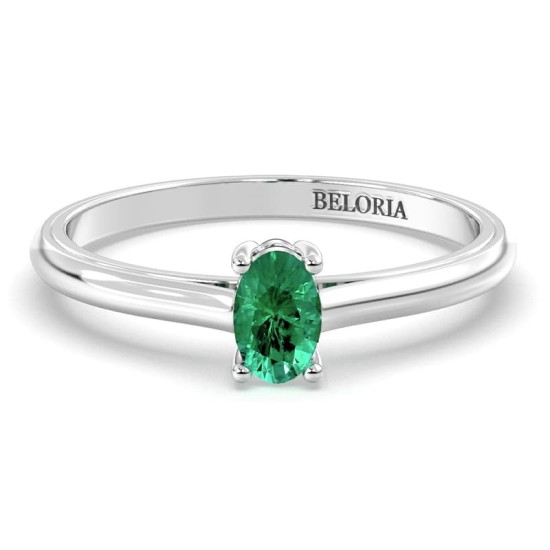 Bague émeraude ovale or blanc
