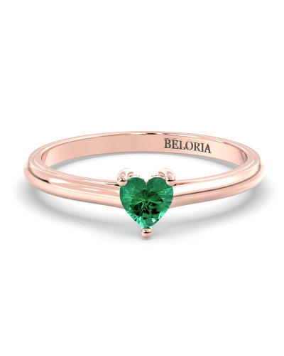 Bague émeraude coeur or rose