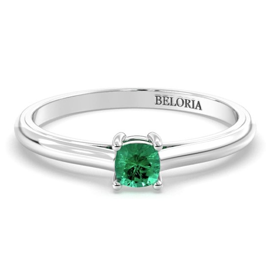 Bague émeraude coussin or blanc