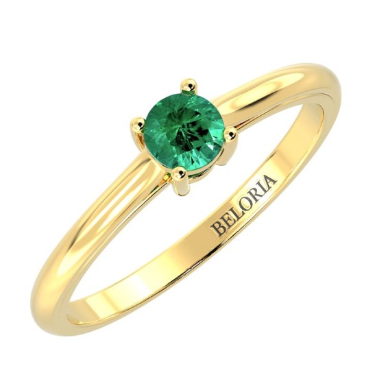 Bague émeraude ronde or jaune