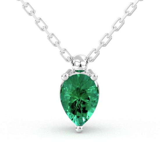 collier poire emeraude