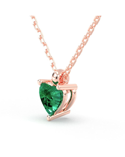 Collier coeur emeraude