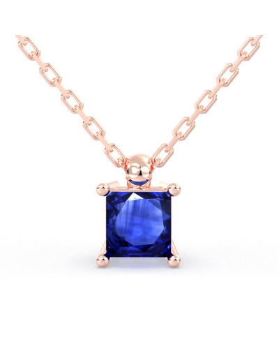 collier en or rose avec saphir princesse