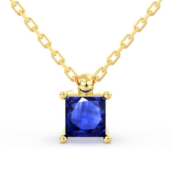 collier en or jaune avec saphir princesse