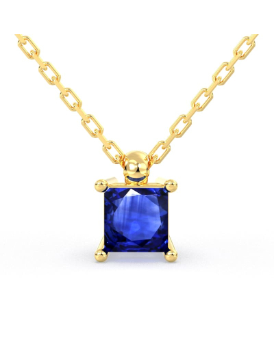 collier en or jaune avec saphir princesse