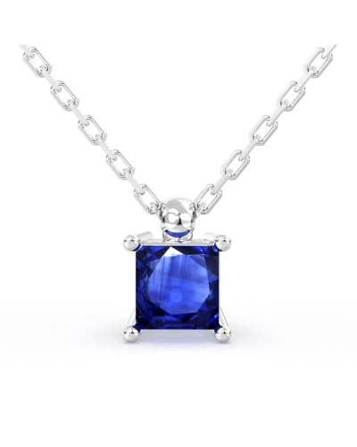collier en or blanc avec saphir princesse