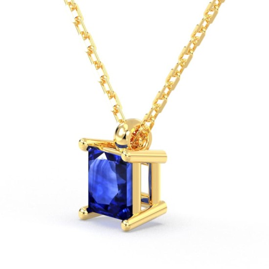 collier en or jaune avec saphir princesse
