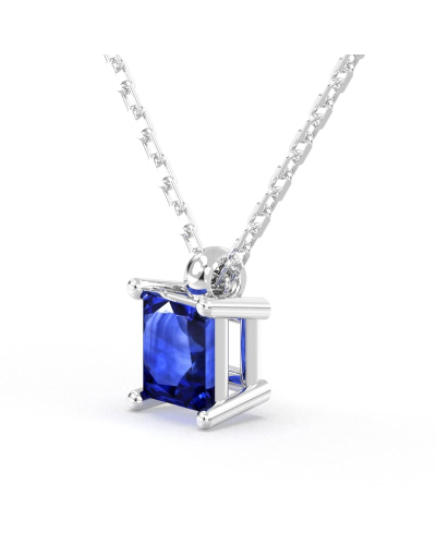 collier en or blanc avec saphir princesse