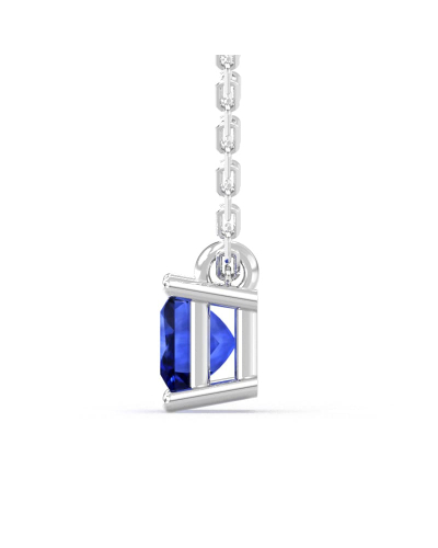 collier en or blanc avec saphir princesse
