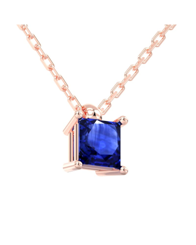 collier en or rose avec saphir princesse