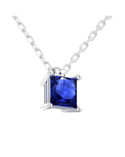 collier en or blanc avec saphir princesse