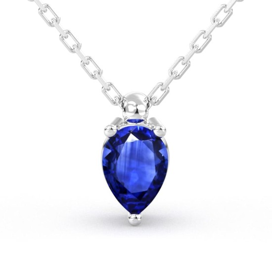Collier saphir poire or blanc