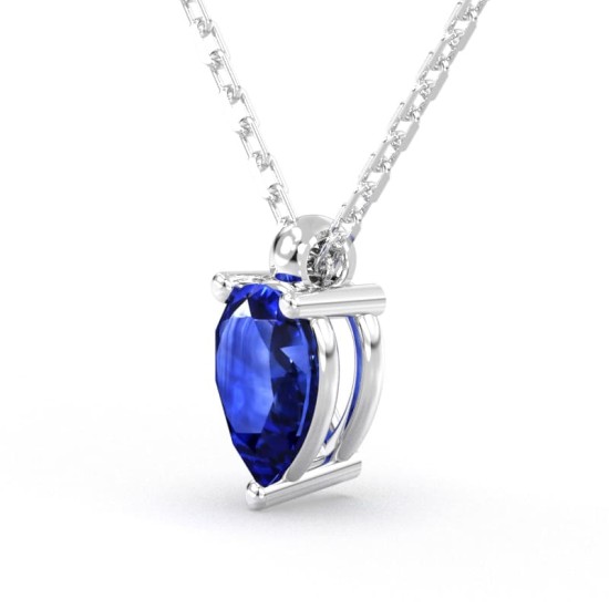 Collier saphir poire or blanc