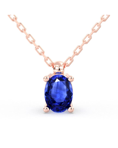 Collier saphir ovale or rose