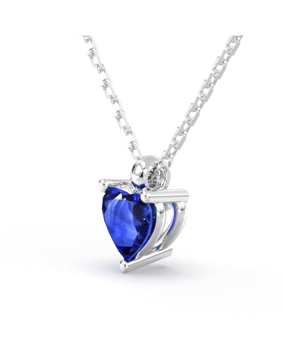 Collier saphir coeur or blanc