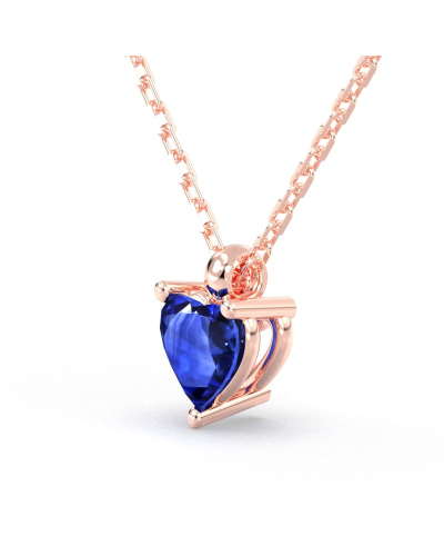 Collier saphir coeur or rose