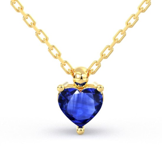 Collier saphir coeur or jaune