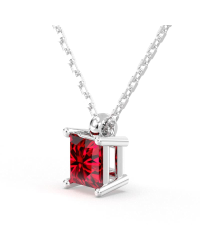 collier en or blanc avec rubis princesse