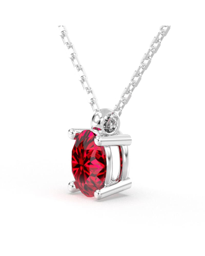 collier en or blanc avec rubis ovale