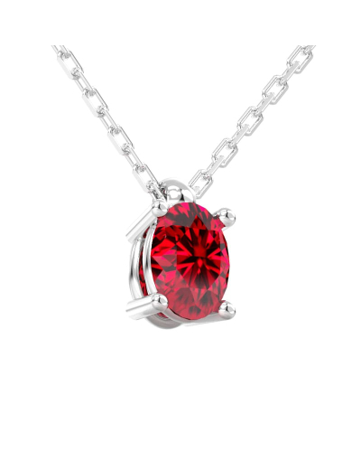 collier en or blanc avec rubis ovale