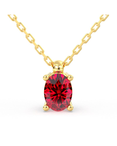 collier en or jaune avec rubis ovale