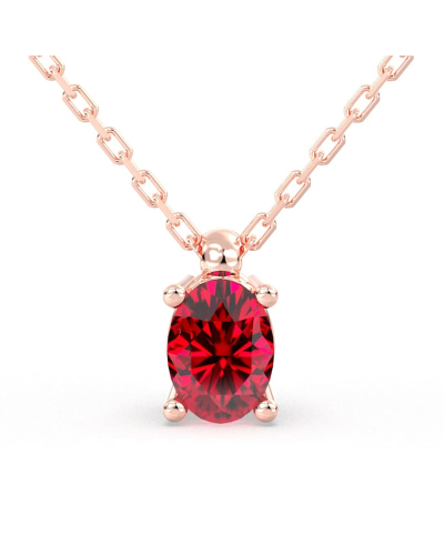 collier en or rose avec rubis ovale