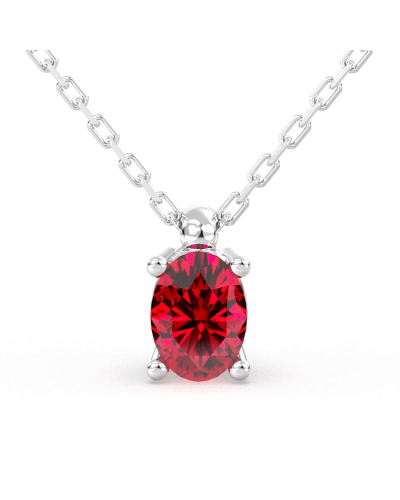 collier en or blanc avec rubis ovale
