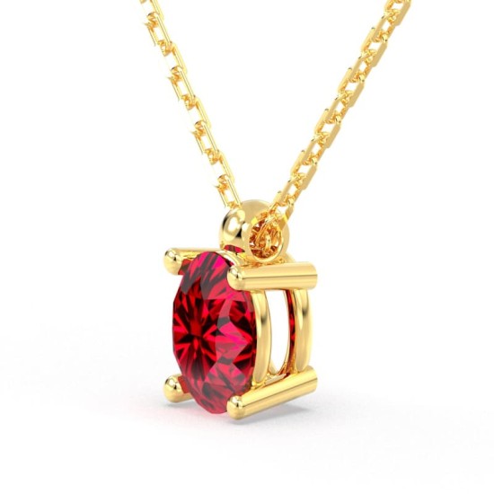 collier en or jaune avec rubis ovale