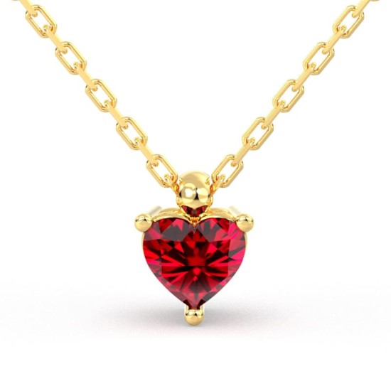 collier en or jaune avec rubis coeur
