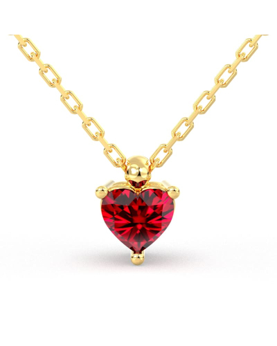 collier en or jaune avec rubis coeur