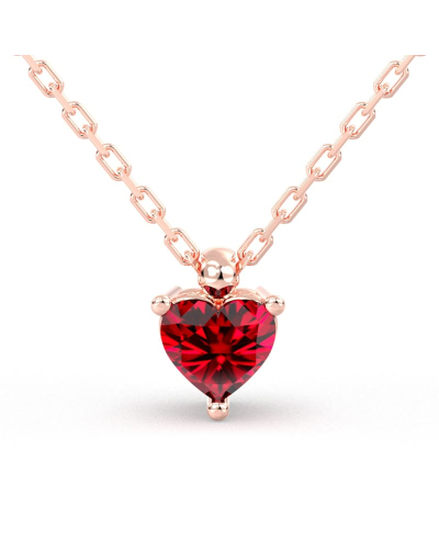 collier en or rose avec rubis coeur