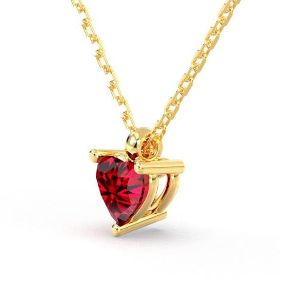 collier en or jaune avec rubis coeur