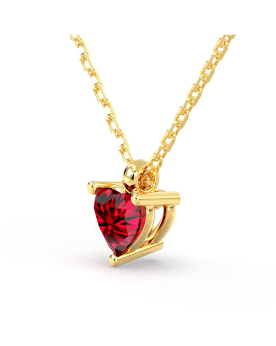 collier en or jaune avec rubis coeur