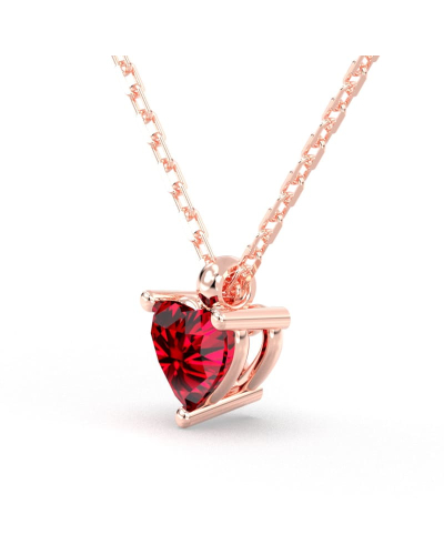 collier en or rose avec rubis coeur