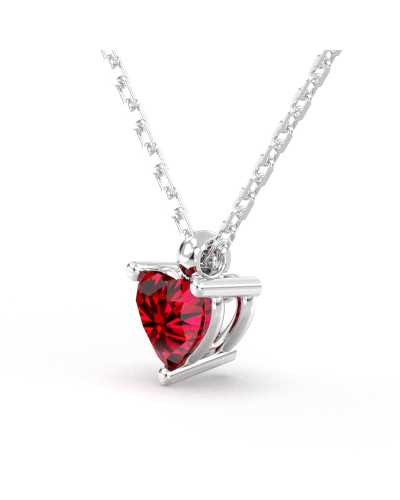 collier en or blanc avec rubis coeur