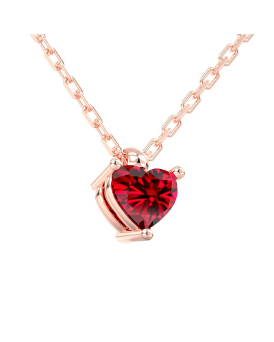 collier en or rose avec rubis coeur