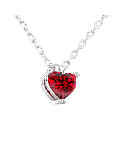 collier en or blanc avec rubis coeur