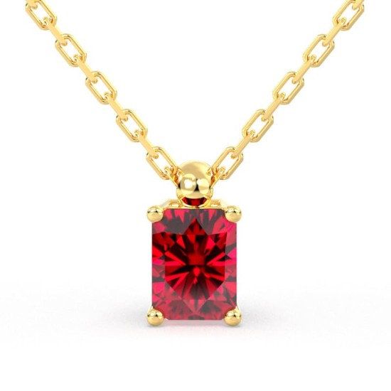 collier en or jaune avec rubis emeraude