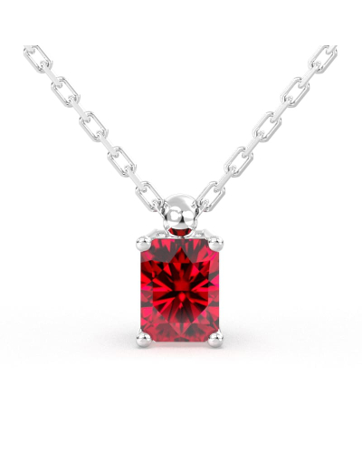 collier en or blanc avec rubis emeraude