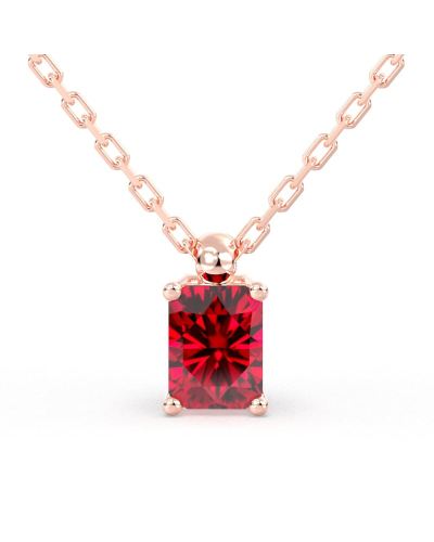 collier en or rose avec rubis emeraude