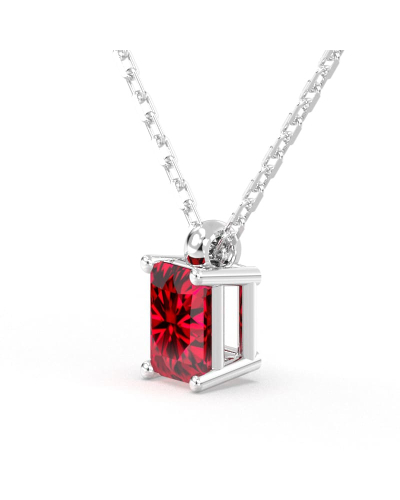 collier en or blanc avec rubis emeraude