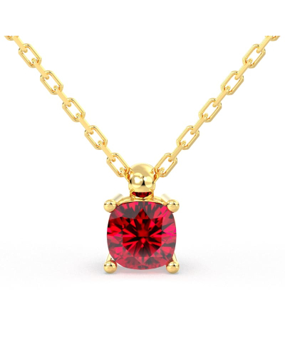 collier en or jaune avec rubis coussin