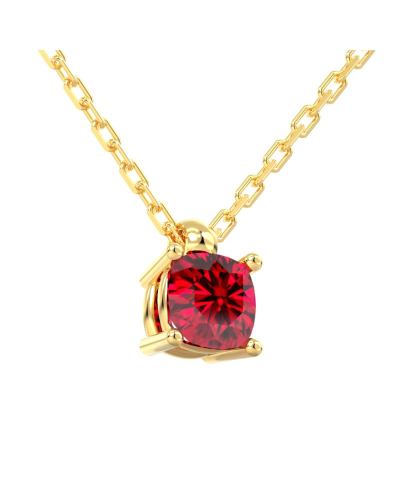 collier en or jaune avec rubis coussin
