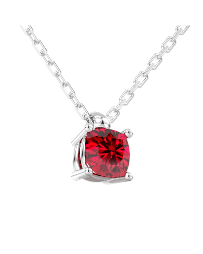 collier en or blanc avec rubis coussin