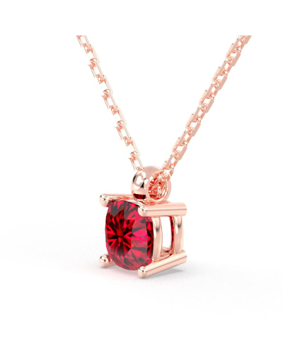 collier en or rose avec rubis coussin