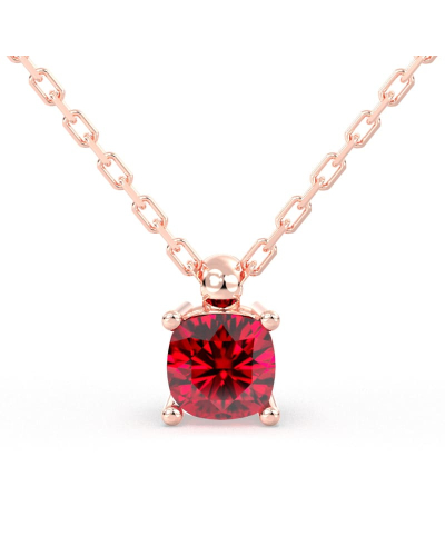 collier en or rose avec rubis coussin