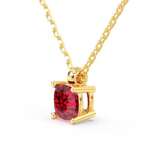 collier en or jaune avec rubis coussin