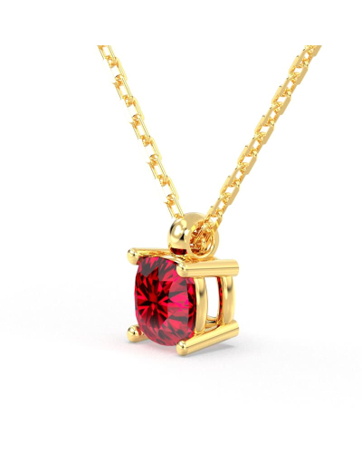 collier en or jaune avec rubis coussin