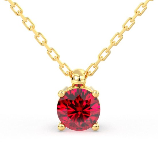 collier rubis rond en or jaune 18k